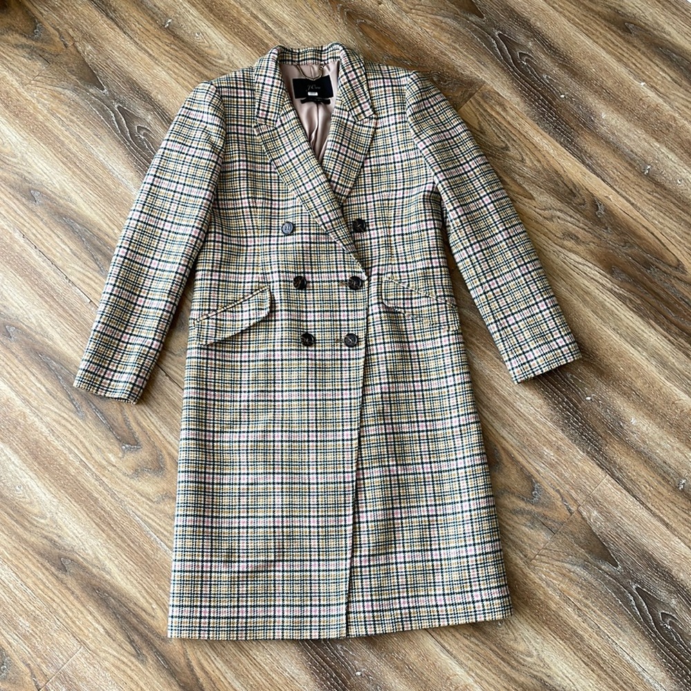 J Crew Bonita Plaid Wool Blend Coat